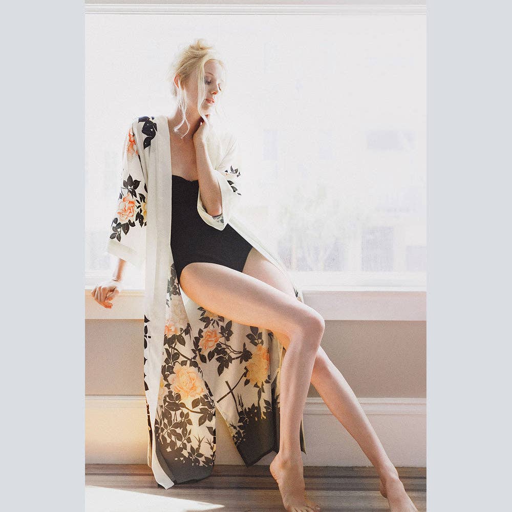 KIM+ONO Blush Rose Women's Long Kimono Robe