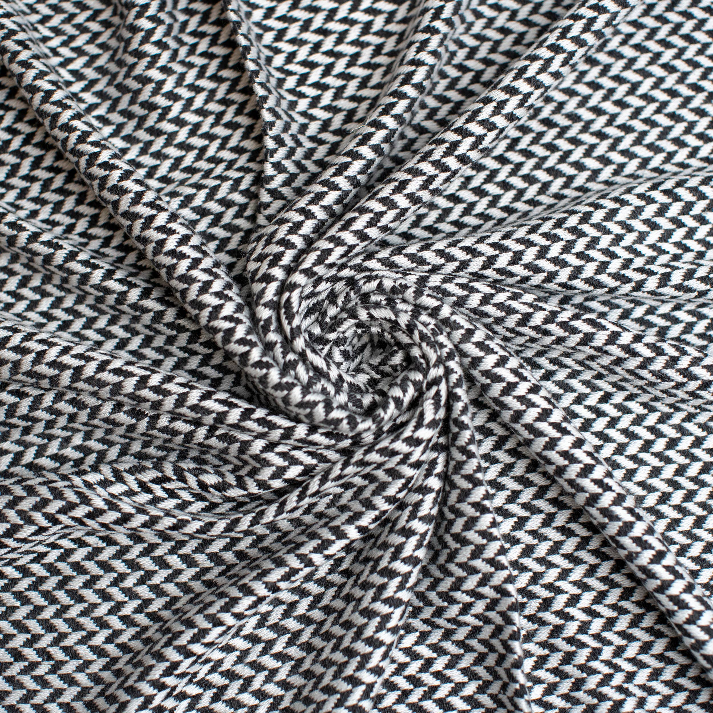 Art Himalayan Trading Reversible Cashmere Wool Throw Blanket / Chevron Pattern / Black & White