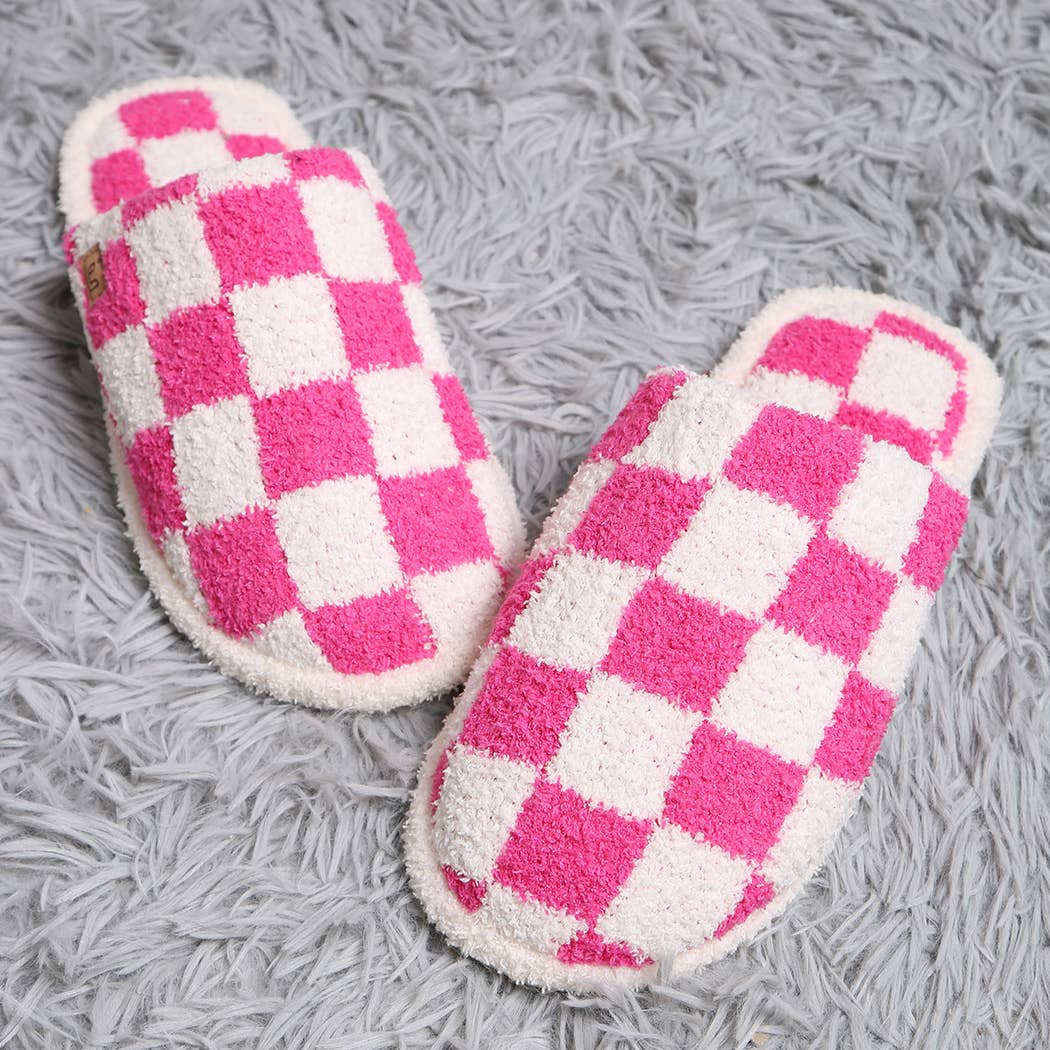 Fashion City Checkerboard Soft Microfiber Mule Slippers