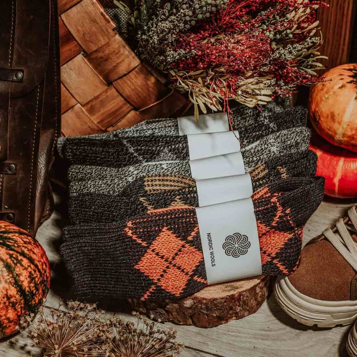 Nordic Wools Vagn Argyle Merino Wool Blend Unisex Socks / 5-Pair Multi-Pack