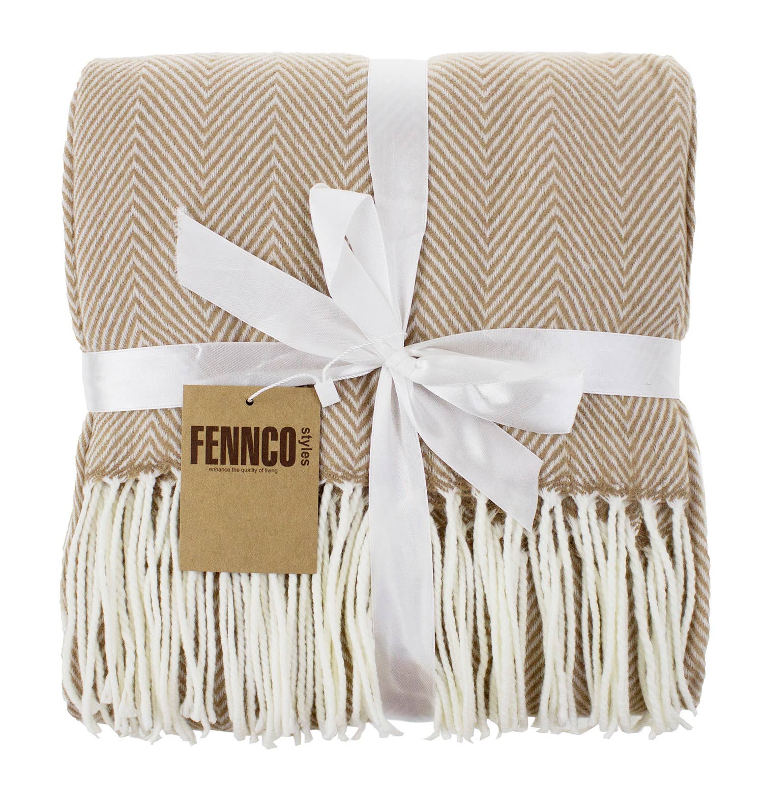 Fennco Styles Chevron Pattern with Tassel Trim Throw Blanket