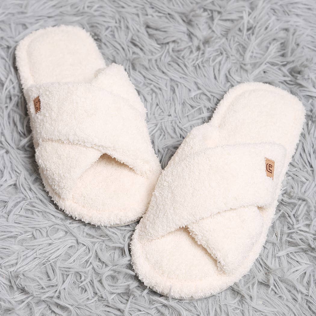 Fashion City Criss Cross Soft Microfiber Slide Slippers
