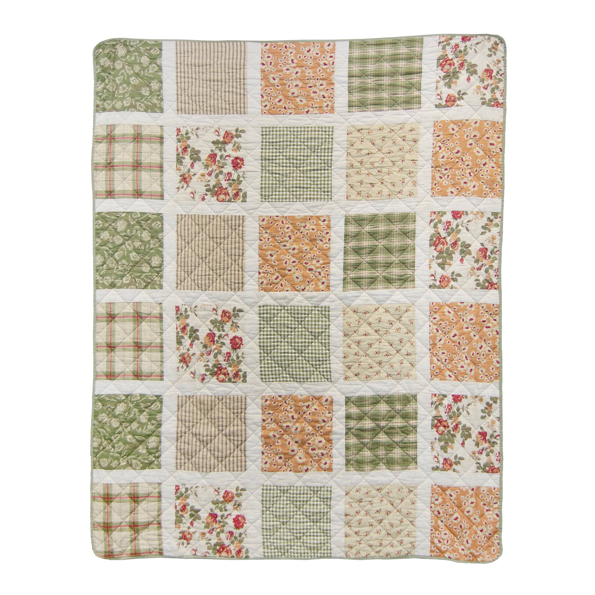 Donna Sharp Peach Rose Quilted Throw Blanket