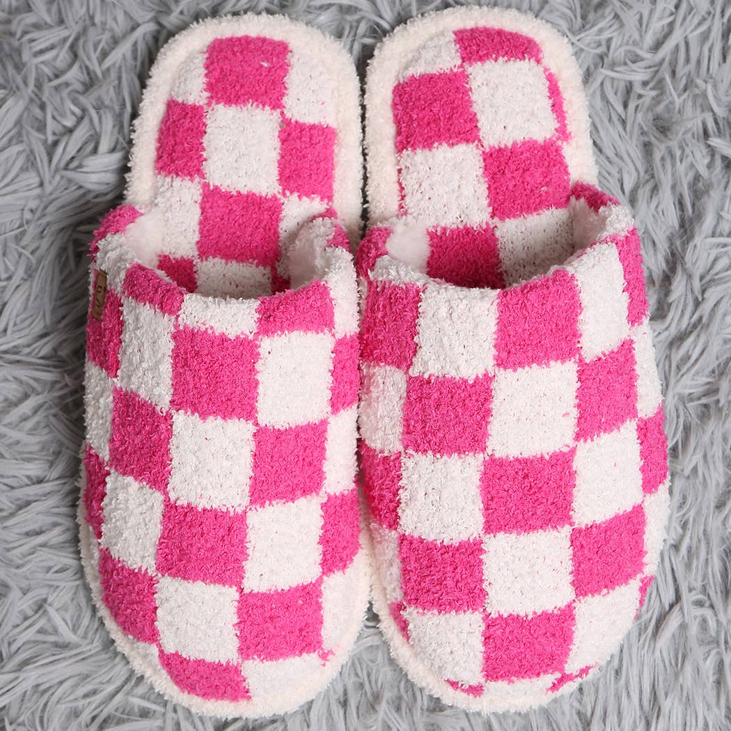 Fashion City Checkerboard Soft Microfiber Mule Slippers