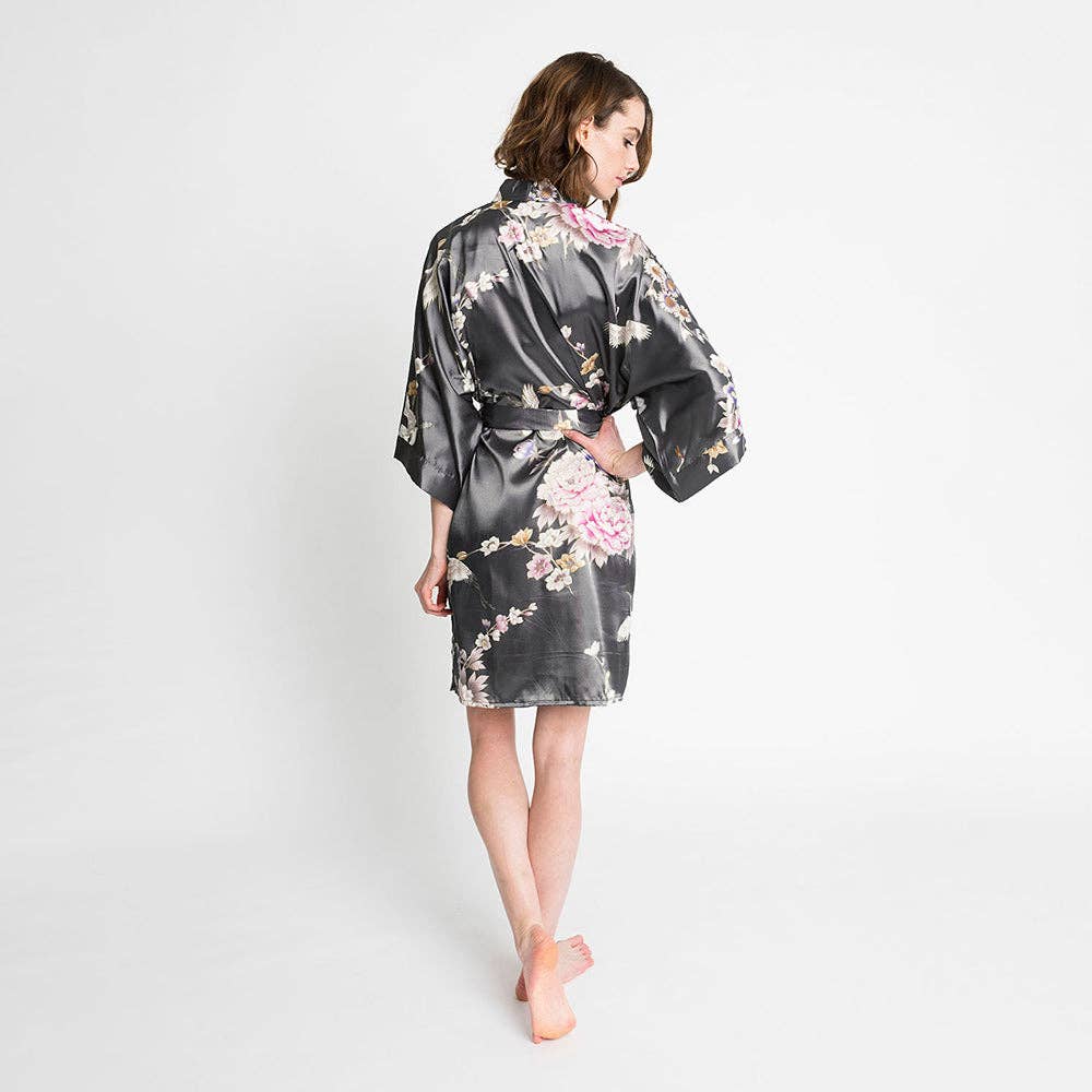 KIM+ONO Chrysanthemum & Crane Women's Short Kimono Robe
