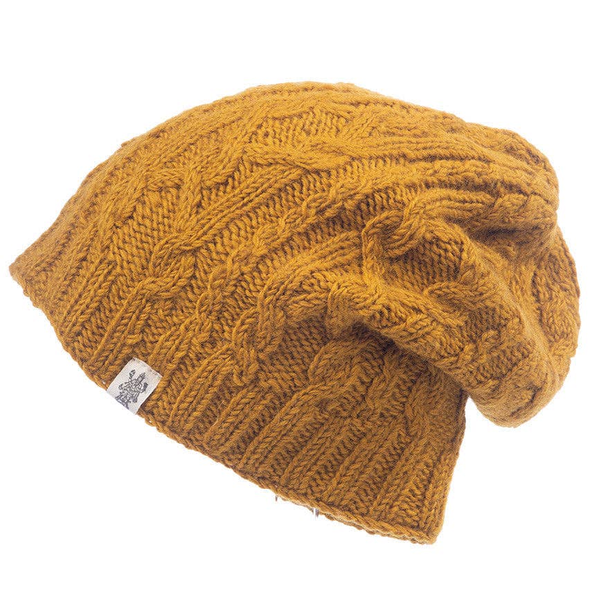 Nirvanna Designs Alexander Cable Hand-Knit Wool Slouch Beanie