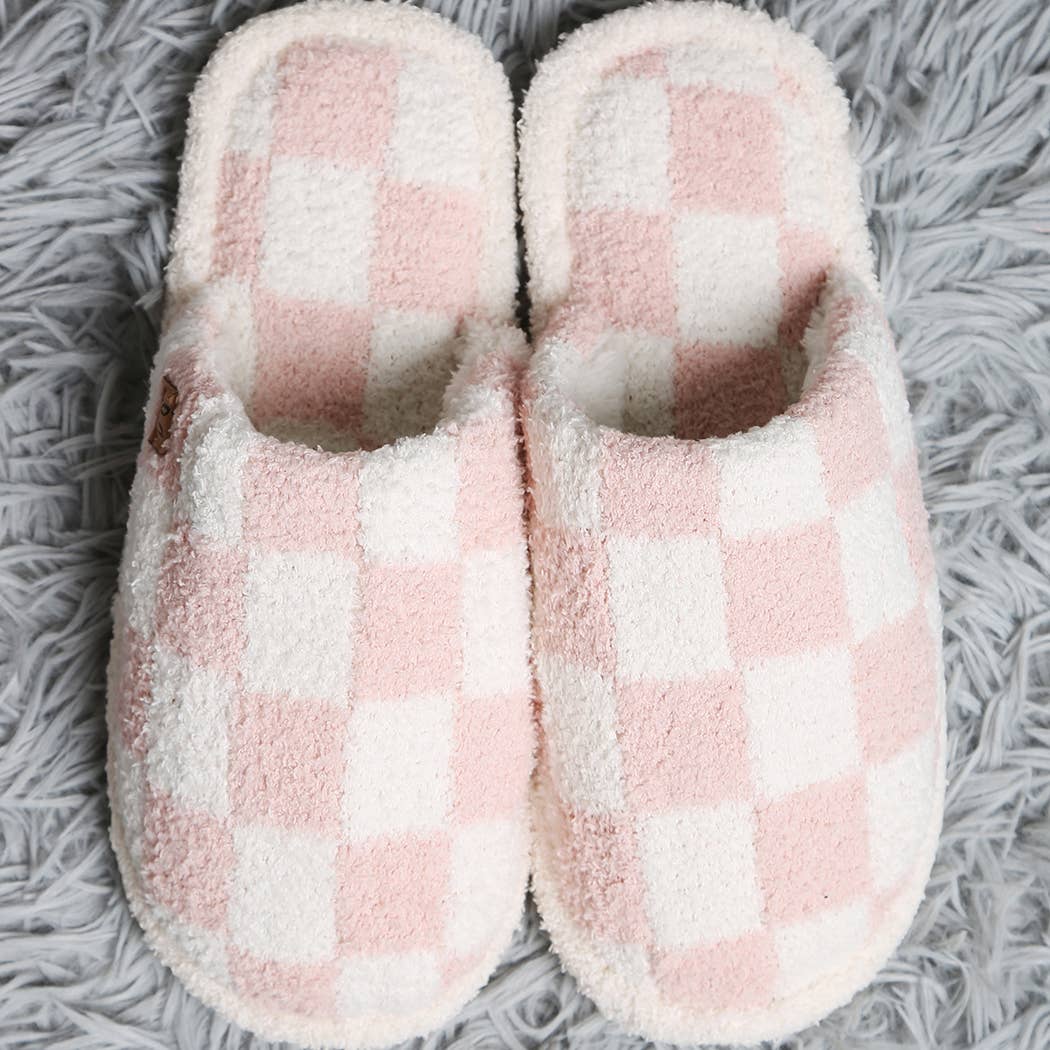 Fashion City Checkerboard Soft Microfiber Mule Slippers