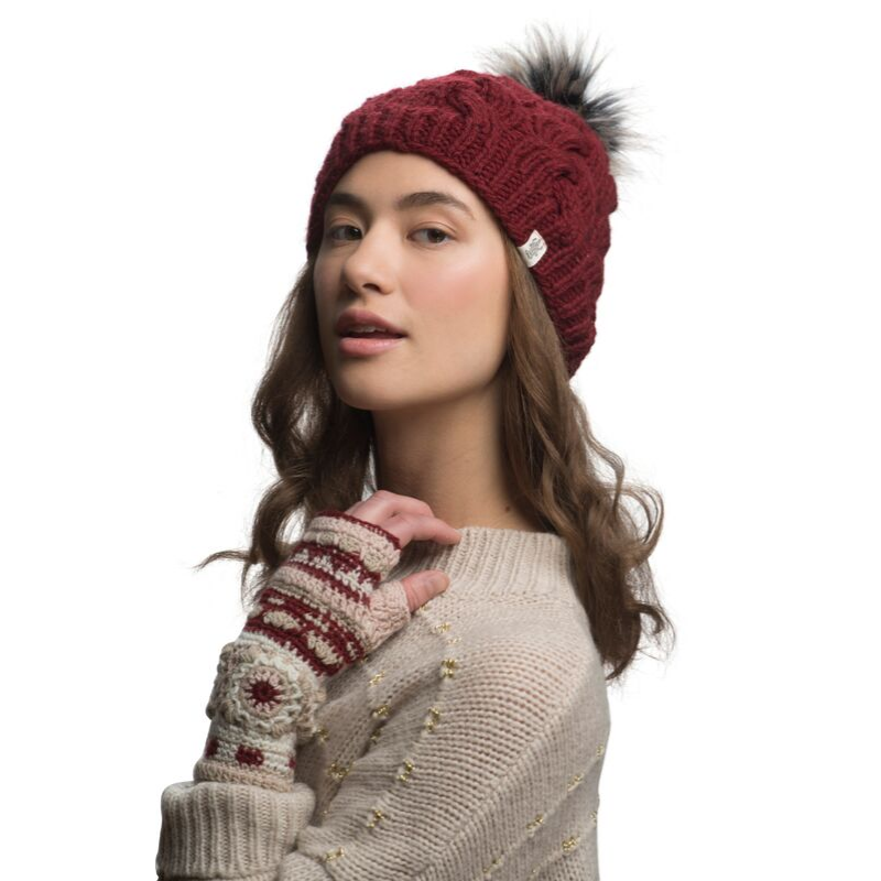 Nirvanna Designs Boheme Cable Hand-Knit Wool Beanie with Faux Fur Pom
