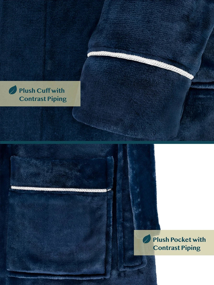 Pavilia Piping Fleece Men's Robe