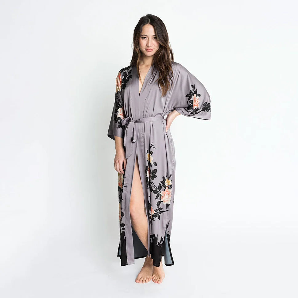 KIM+ONO Blush Rose Women's Long Kimono Robe
