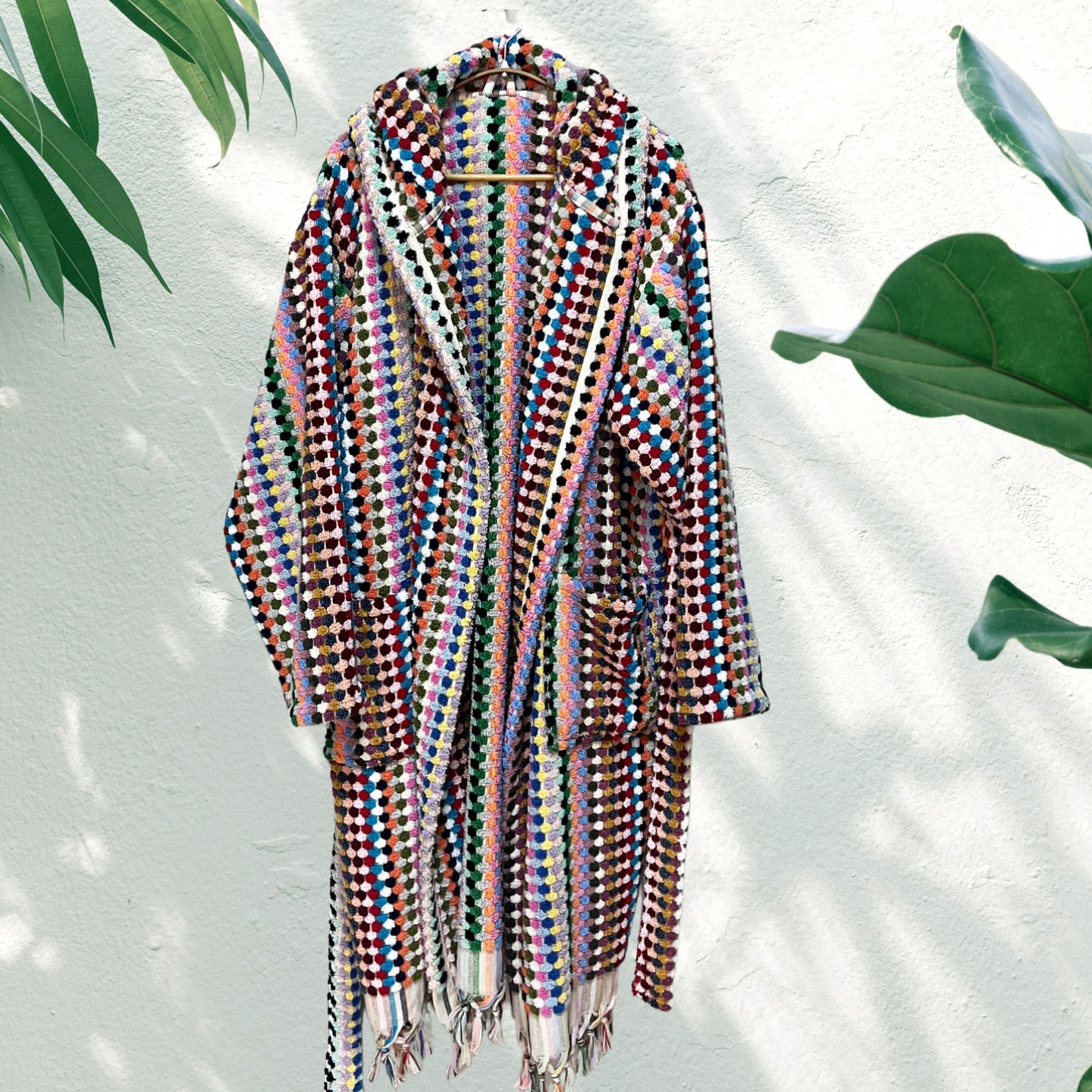 Kikoya Hand Loomed Women's Turkish Cotton Robe / Rainbow Tones