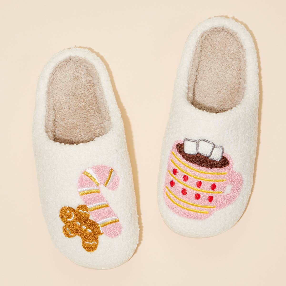 Frem Gingerbread Man & Hot Chocolate Ultra-Soft Holiday Mule Slippers