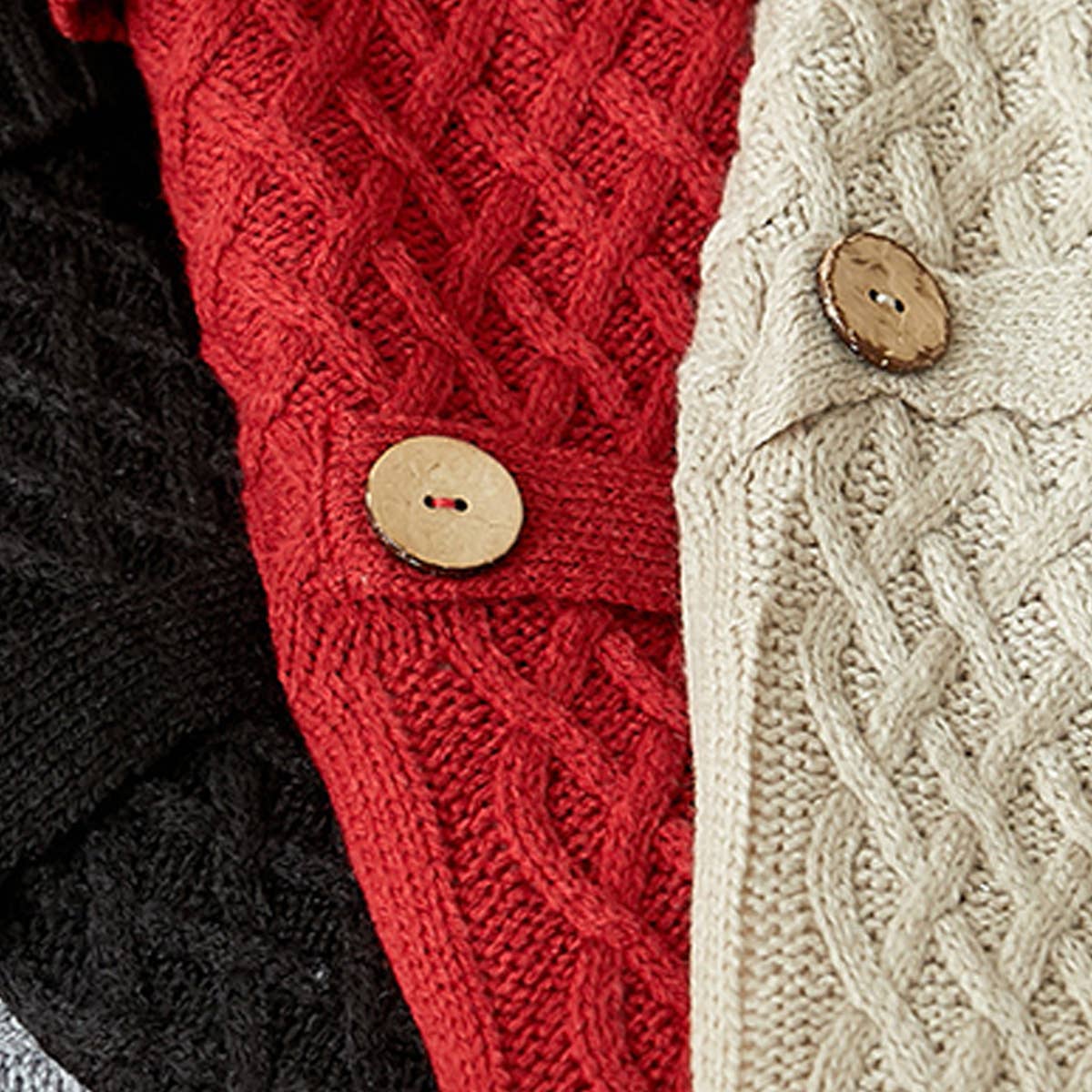 ACCITY Knit Solid Color with Button Plush Sherpa Lined Slipper Socks