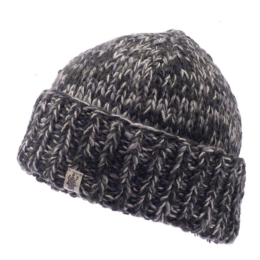 Nirvanna Designs Marbled Rib Hand-Knit Wool Beanie