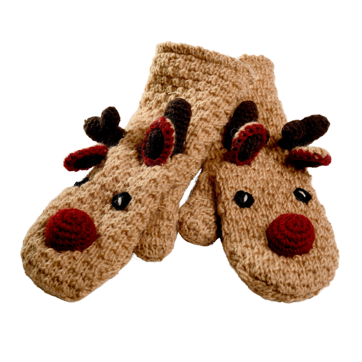 Nirvanna Designs Reindeer Hand-Crochet Wool Mittens