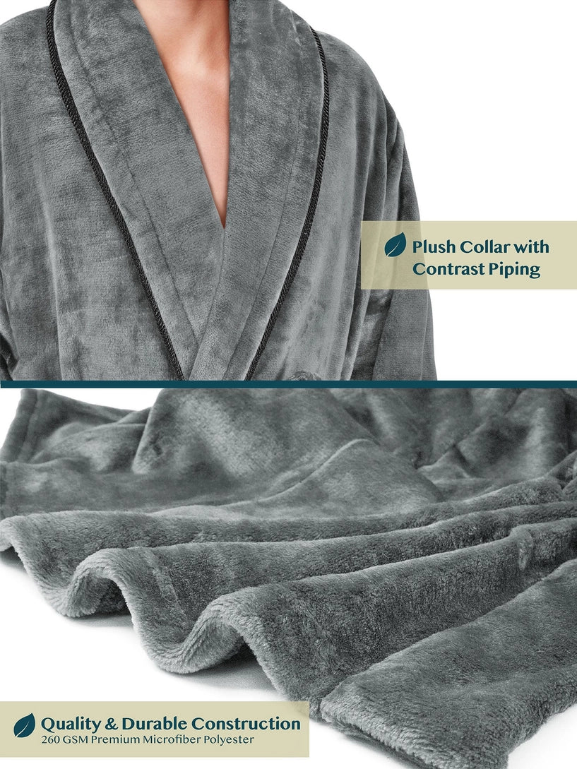 Pavilia Piping Fleece Men's Robe