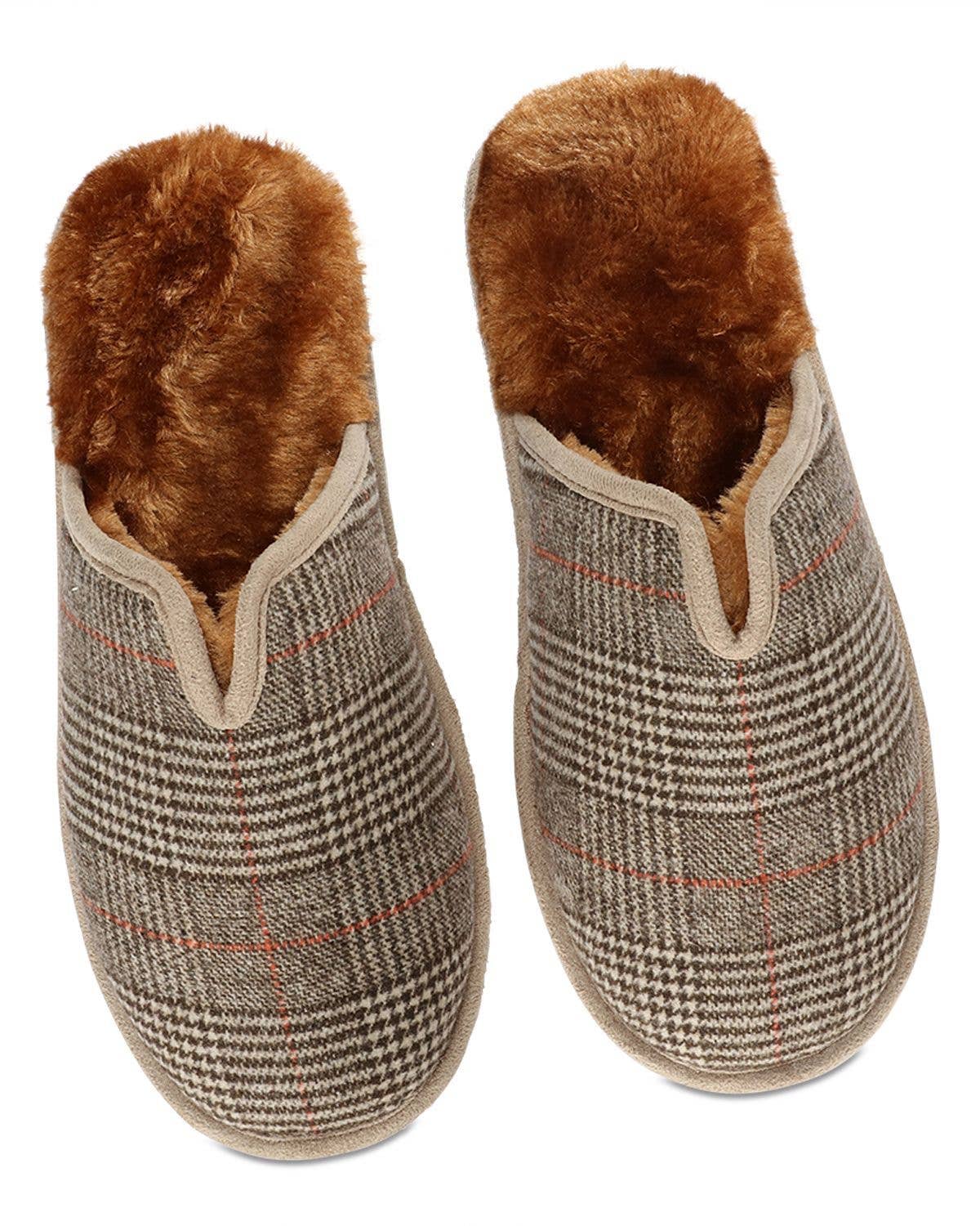 MeMoí Men's Glen Plaid Memory Foam Mule Slippers