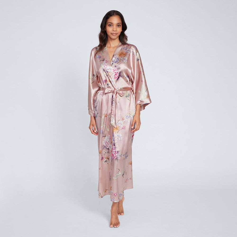 KIM+ONO Chrysanthemum & Crane Women's Long Kimono Robe