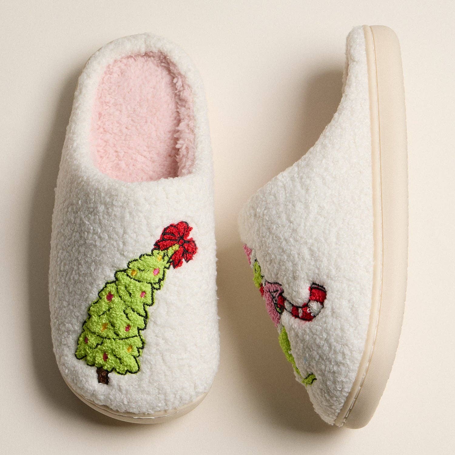 Frem Grinch & Christmas Tree Ultra-Soft Holiday Mule Slippers