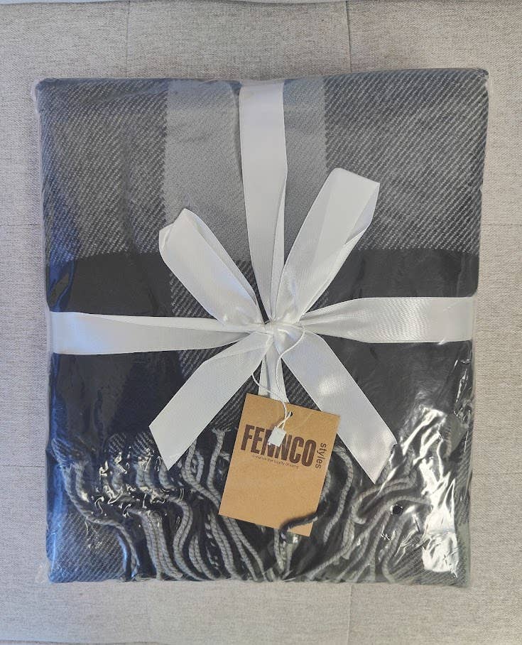 Fennco Styles Buffalo Plaid with Tassel Trim Throw Blanket