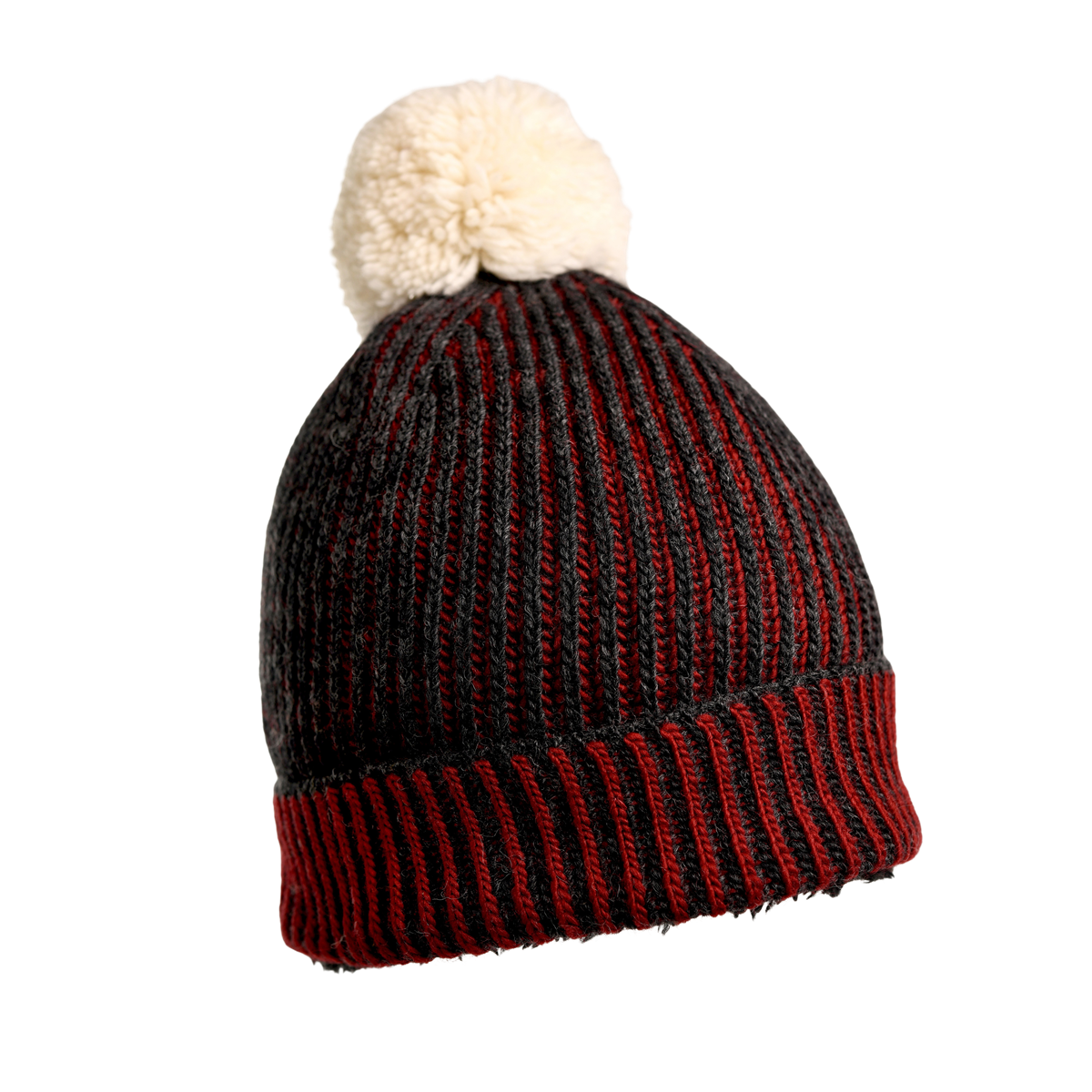 Nirvanna Designs Allen Stripe Hand-Knit Wool Beanie with Pom