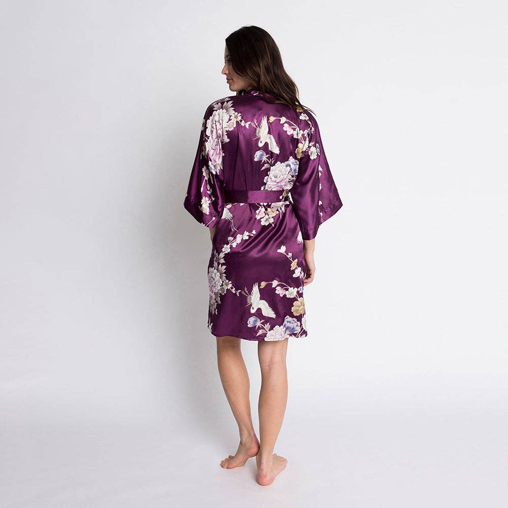 KIM+ONO Chrysanthemum & Crane Women's Short Kimono Robe