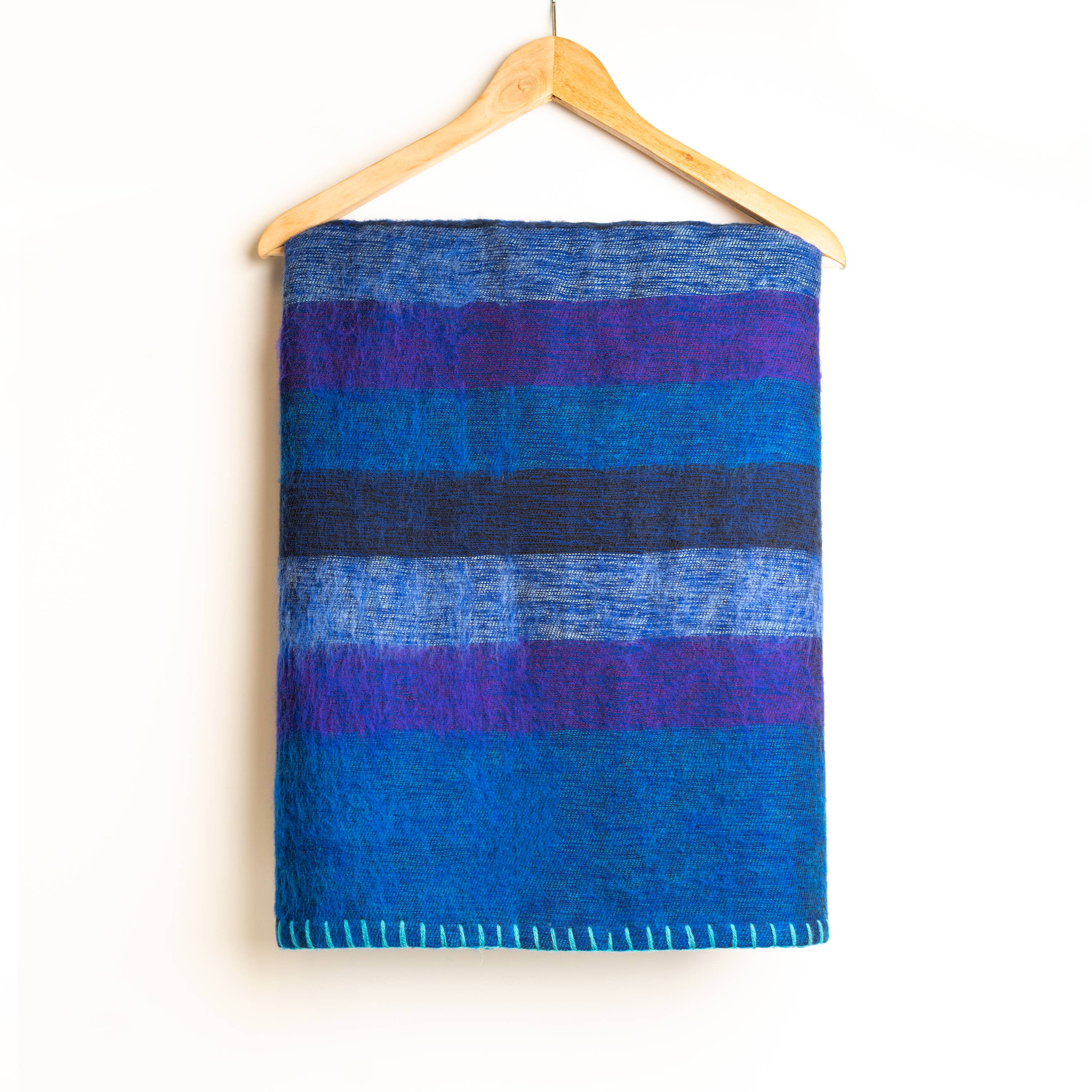 Art Himalayan Trading Handmade Super Soft Yak Wool Throw Blanket / Blue, Indigo, Navy Blue