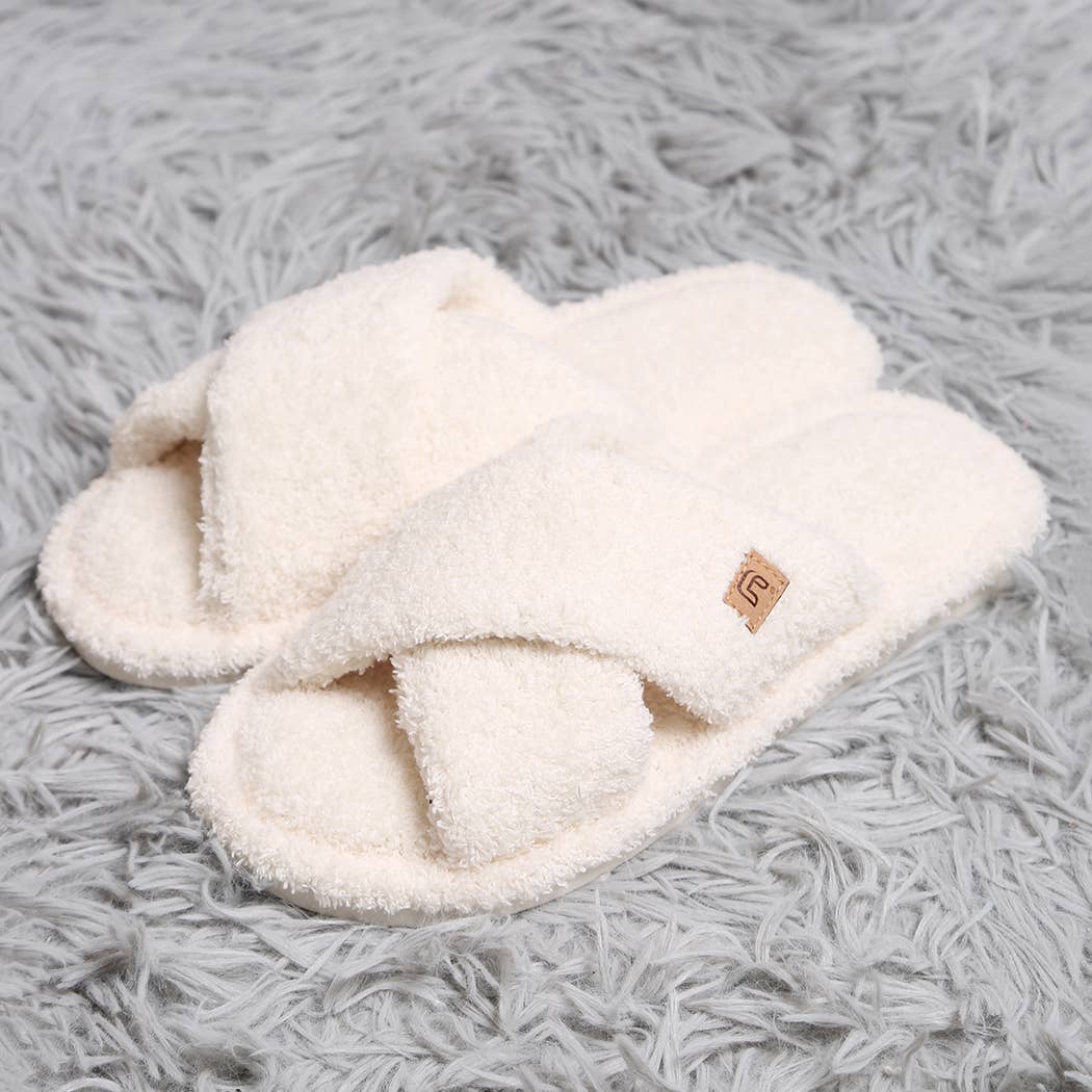Fashion City Criss Cross Soft Microfiber Slide Slippers