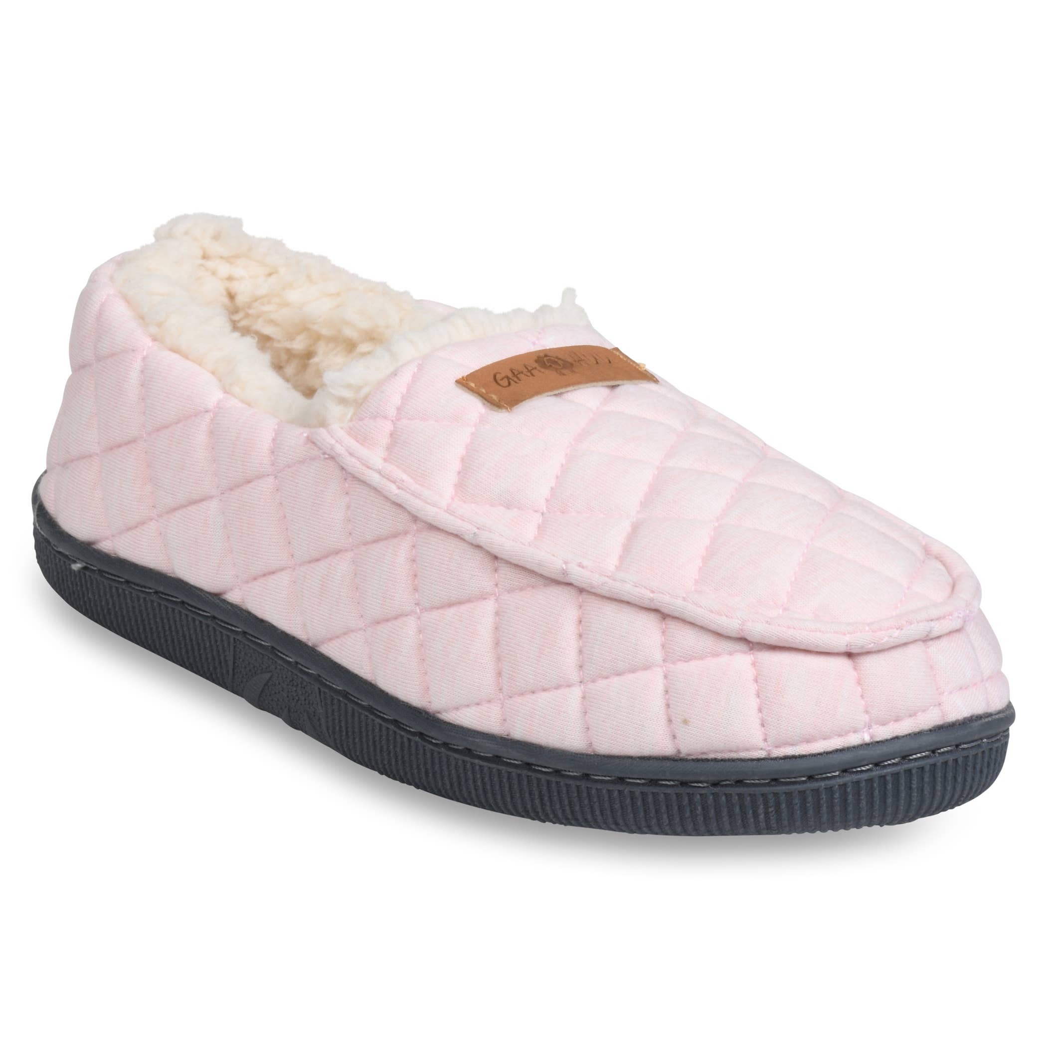 gaahuu Quilted Jersey & Faux Shearling Memory Foam Moccasin Slippers