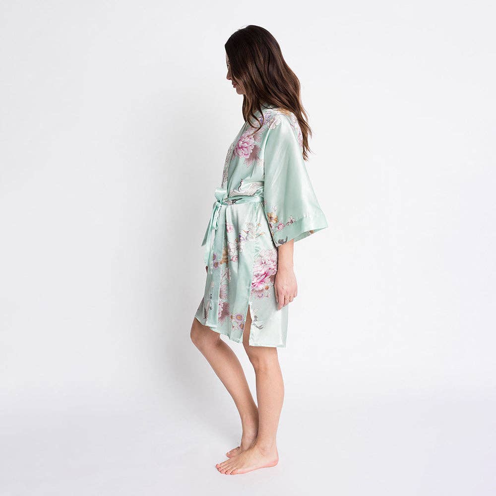 KIM+ONO Chrysanthemum & Crane Women's Short Kimono Robe