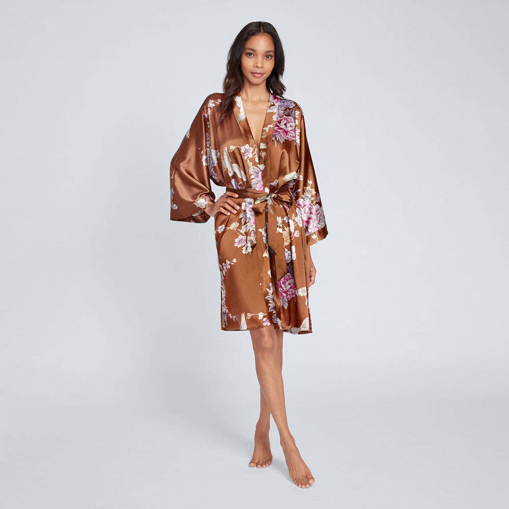 KIM+ONO Chrysanthemum & Crane Women's Short Kimono Robe