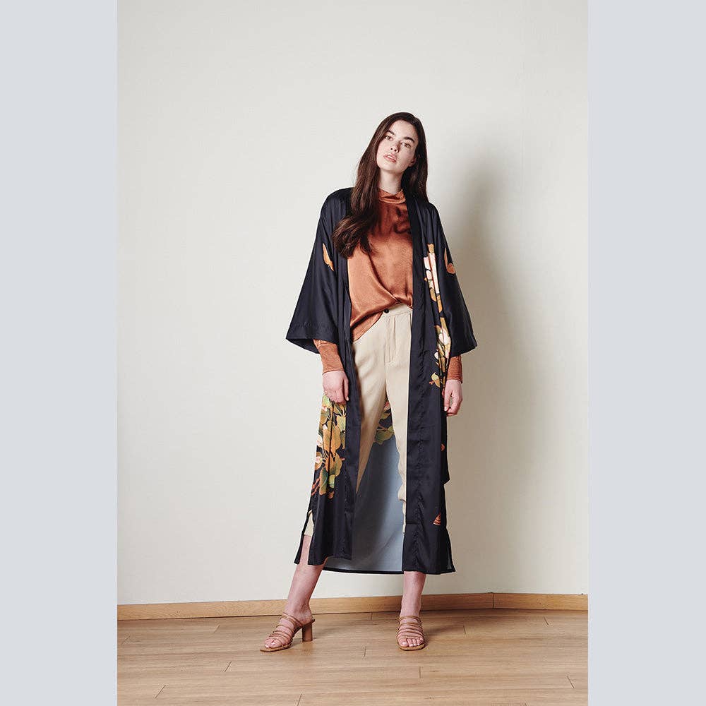 KIM+ONO Peony & Butterfly Women's Long Kimono Robe